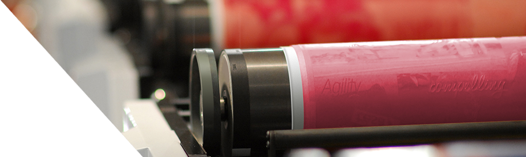 Flexographic press with photopolymer plates mounted